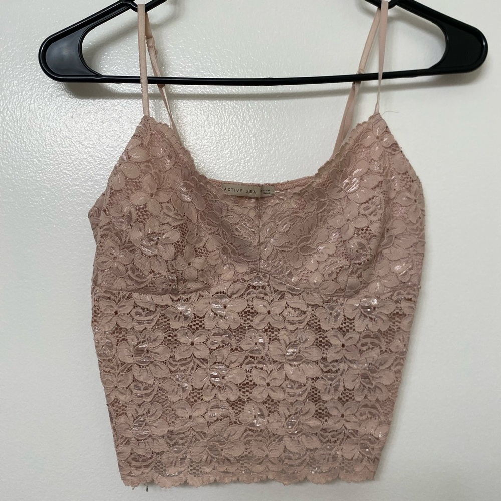 Pink lace cami from Active USA size small.